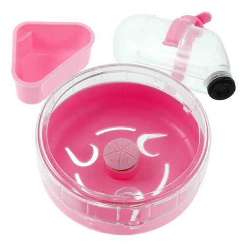 EXAOMBLE 1 Satz Hamster-Laufrad-Trinkbrunnen Multifunktional Tierwasserflasche Tiere hamsterzubehör Hamster trinkflasche Hamsterwasserflasche für Käfig Wasserflaschenhamster Abs Rosa von EXAOMBLE