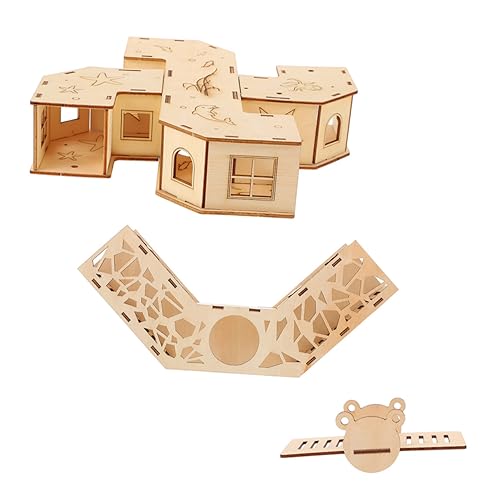 EXAOMBLE 1 Satz Holz Hamster Tunnel Teiliges Kletter und Versteckspielzeug für Zwerghamster und Mäuse Fördert Aktivität und Gesundheit Sicher und Langlebig von EXAOMBLE