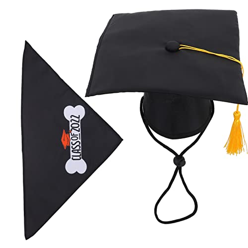 EXAOMBLE 1 Satz Satz Abschluss Pet Dress Up Abschlussfeier Dekoration für Haustiere Hundebandana mit Quaste nach Graduierung Hundebandana Hund Doktorhut Doktorlätzchen für Hund Polyester von EXAOMBLE