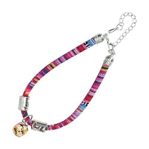 EXAOMBLE 1 Stück Katzenhalsband mit Glöckchen Verstellbares Boho Design für Haustiere für Hochzeiten und Partys Langlebig und Pflegeleicht Rosa von EXAOMBLE