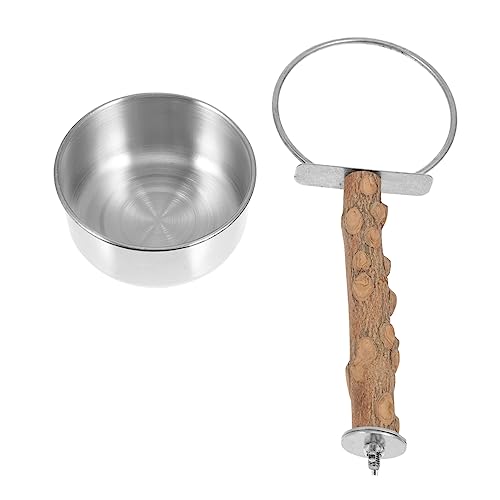 EXAOMBLE 1 Stück Vogelfutterbecher vogelhaus Bird House vogelzubehör für käfig vogelkäfig Essen Futterspender Papagei-Spielgestell Papageienschleifstab Rostfreier Stahl Brown von EXAOMBLE