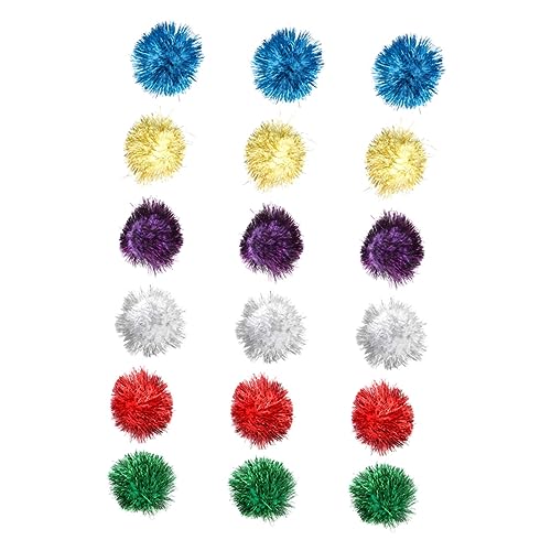 EXAOMBLE 18Stücke Lametta Pom Poms Katzenspielzeug Bissfeste Haustierballspielzeuge Zufälligen Farben Für Interaktives Und Beschäftigung Von Katzen von EXAOMBLE