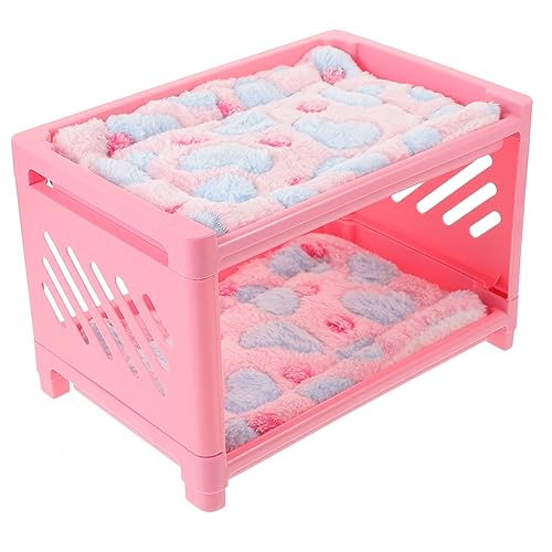 EXAOMBLE 1Satz Doppelschichtiges Kleintierbett für Meerschweinchen Chinchillas und Frettchen Gemütliches Versteck für Hamster und Kleine Haustiere mit Zufälligen und Decken von EXAOMBLE