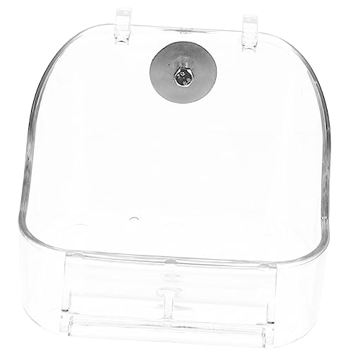 EXAOMBLE 1Satz Hängende Vogeldusche für Käfige Multifunktionale Futter und Badewanne für Kleine Haustiere für Wellensittiche und Papageien Transparent Sicher von EXAOMBLE