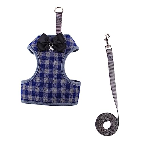 EXAOMBLE 1satz Hundekostüm Set Mit Leine Und Weste Atmungsaktiv Und Verstellbar Inkl Dekorativem Halsband Mit Schleife Und Glocke Für Kleine Hunde Blau s von EXAOMBLE