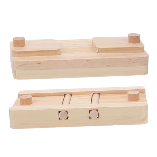 EXAOMBLE 2 Stück Futterspielzeug aus Holz Hamster Tierpuzzle für Hamster Bausatz Rennmaus Frettchen Hamster -Kauspielzeug Hamsterfutter versteckter Ort Kiefernholz Beige von EXAOMBLE