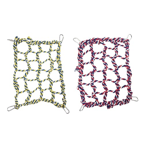 EXAOMBLE 2stücke Buntes Gehängtes Kletternetz Für Kleintiere Woven Climbing Net Für Vögel Hamster Und Eichhörnchen Praktisches Spielzeug Für Haustiere Langlebig Und Installieren von EXAOMBLE