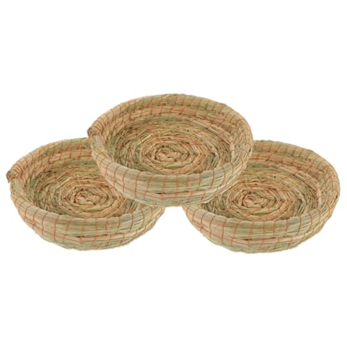 EXAOMBLE 3 Stück Haustierbett aus Stroh kaninchenstreu nager Heimeliges Stroh Nest Toys for small Animals Haustier kleines Rattenhamsterbett Molarenspielzeug Hamsternest von EXAOMBLE