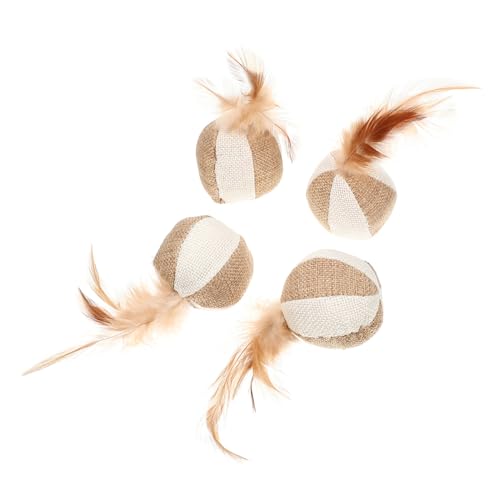 EXAOMBLE 4 STK Katzenspielzeug interaktives Katzen cat Toys Ballspielzeug für Kätzchen Katzenübung Katzenminze Katzenminze- Polyester Khaki von EXAOMBLE