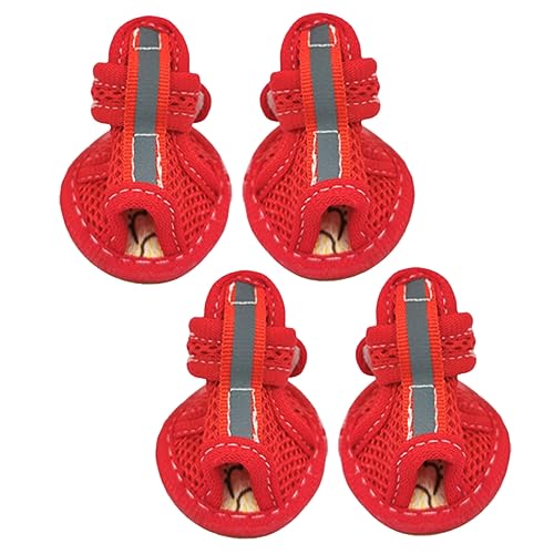 EXAOMBLE 4 Stück Haustiersandalen Wasserdichter Stiefel Hundeschuhe Für Heißes Pflaster Hundestiefel Wasserdicht Chihuahua-Schuhe Welpenschuhe Netzgewebe Für Die Rindersehnenunterseite Rot EXAOMBLE 4 Stück Haustiersandalen Wasserdichter Stiefel Hundeschuhe Für Heißes Pflaster Hundestiefel Wasserdicht Chihuahua-Schuhe Welpenschuhe Netzgewebe Für Die Rindersehnenunterseite Rot von EXAOMBLE