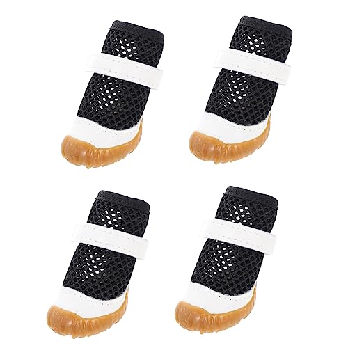 EXAOMBLE 4 Stück Haustierschuhe Paws pfotenschutz Schuhe für hundepfoten Sommerhundeschuhe Hundeschuhe für heißes Pflaster Hundepfotenabdeckung Sommer-Welpenstiefel Hundestiefel PVC Black von EXAOMBLE