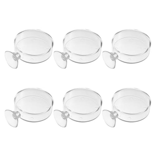 EXAOMBLE 6 Stück Acrylic Futterbowl für Aquarien Teiliges mit Saugknöpfen Fütterungslösung für Fische und Garnelen Einfach zu Reinigen und im Einsatz von EXAOMBLE
