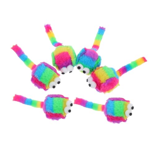 EXAOMBLE 6 Stück Selbstspielende Katzenspielzeuge, Plüschmausspielzeug, Gefüllt Mit Katzenminze, Für Das Zahnen Und Spielen Von Kätzchen, Kauspielzeug Für Kätzchen, Heimtierbedarf von EXAOMBLE