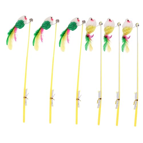 EXAOMBLE 6 Stücke Teasing Stick Glocke Training Zauberstab Feder Zauberstab Lustige Teasing Spielzeug Interaktive Stick Spielzeug Für Haustier Katze (zufällige Farbe) von EXAOMBLE