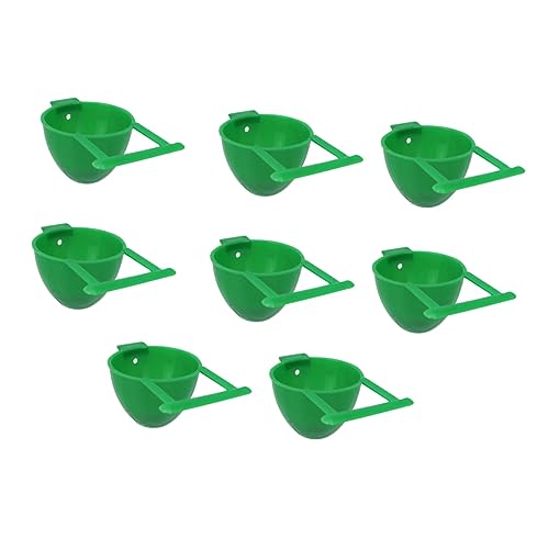 EXAOMBLE 8 Stück Papagei Food Box Wasser Becher Vogelkäfig Lebensmittelbehälter Mit Deckel Futterautomat Für Haustiere Futterhäuschen Für Finken Hühnerzubehör Papageienkäfig Plastik Green von EXAOMBLE