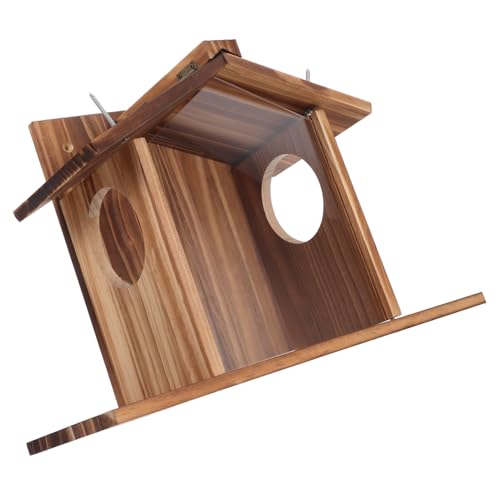 EXAOMBLE Eichhörnchen-futterhaus Aus Holz Mit Aufbewahrungsbehälter Für Verschiedene Futtersorten Und Nüssen Geeignet Für Garten Und Hinterhof Zur Anlockung Von Eichhörnchen Und Vögeln von EXAOMBLE