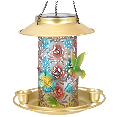 EXAOMBLE Hängender Solar Vogelfutterspender für Garten Farbige Bemalung für Automatische Fütterung und Tränke für Wildvögel Langlebig EXAOMBLE Hängender Solar Vogelfutterspender für Garten Farbige Bemalung für Automatische Fütterung und Tränke für Wildvögel Langlebig von EXAOMBLE