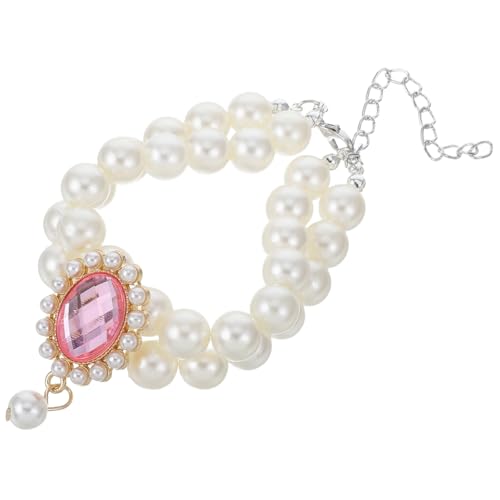 EXAOMBLE Halskette mit Haustierperlen Katzenzubehör Halskette für Katze Hundehalsband Halskette mit Hundeketten Katzenhalsband-Anhänger Hund Halskette Hundeschmuck Abs Rosa von EXAOMBLE