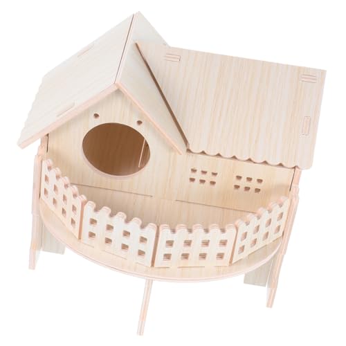 EXAOMBLE Hamsterhütte Kleines Hamsterhaus Holzhütte Hamsterhäuser Und Verstecke Hamsterhaus Aus Holz Kleintier-hütte Holzhaus Für Hamster Zubehör Für Hamsterkäfige Aus Holz Hölzern Khaki von EXAOMBLE