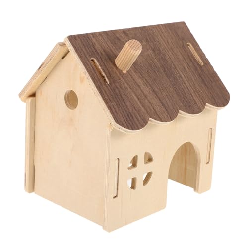 EXAOMBLE Hamsternest aus Holz DIY Hamster Käfig DIY Hamster Versteck Holz Hamster Spielhaus Hamster Holzvilla Vlies Schweine entzückendes Rattenhaus Käfig-Eichhörnchen-Versteck hölzern von EXAOMBLE