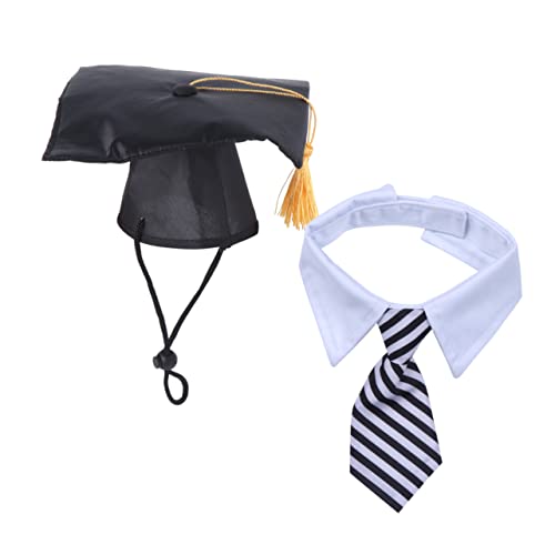 EXAOMBLE 1stücke Abschluss Hut Für Hunde Haustiermütze Trencher Design Krawatte Party Accessoire Foto-Requisiten Hut Krawatte von EXAOMBLE