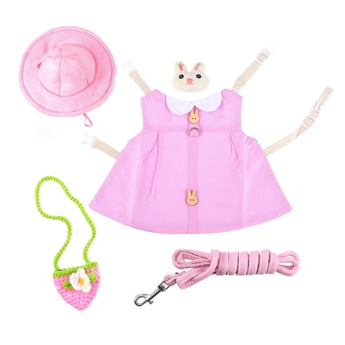 EXAOMBLE Haustierkleidung Set Für Kleintiere Kostüm Outfit Mit Leine Für Kaninchen Katzen Meerschweinchen Und Hamster Niedliches Design von EXAOMBLE