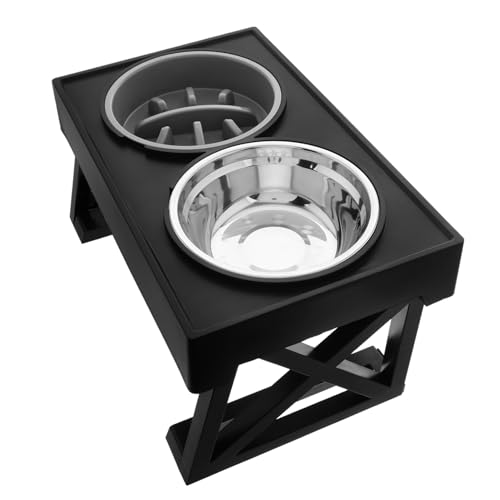 EXAOMBLE Hochgezogene Katzenschüssel Edelstahl Slow Feeder -doppelschüssel Set Für Nahrung Und Wasser Für Kleine Haustiere Hundeschale Für Im Freien Und Reisen von EXAOMBLE