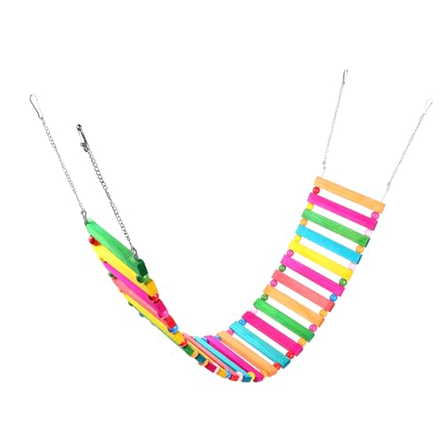EXAOMBLE Hühnerleiter holzspielzeug holzspielsachen Vogelkäfigschaukel Bird Toys Hühnerbarsch Futterspender spielzeuge leitern Hühnerständer Hühnerschaukelleiter hölzern Colorful von EXAOMBLE