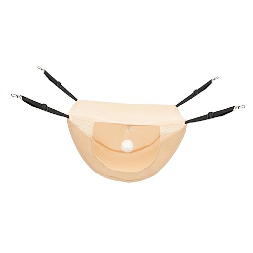 EXAOMBLE Katze Hängematte Haustier hängend Hamster Vlies katzenbett tierbett cat Hammock katzenbetg cat cave Hängenest für Katze Schlafnest für Katze Dickes Sandwich-Netz Beige von EXAOMBLE