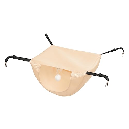 EXAOMBLE Katze Hängematte haustierbett pet Bed katzenbetg Abnehmbare Katzenhängematte katzenbetten Weiden Hängenest für Katze Bequeme Katzenhängematte Dickes Sandwich-Netz Beige von EXAOMBLE