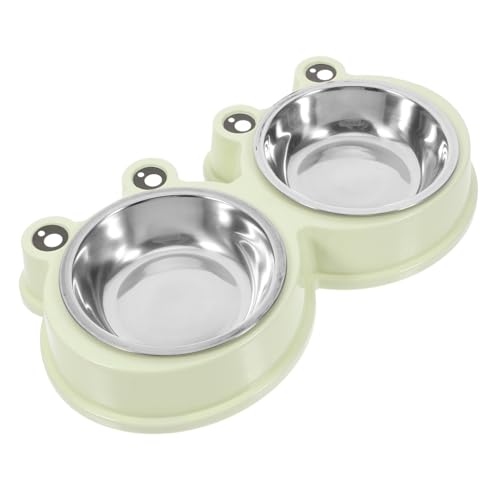 EXAOMBLE Katzen- Und Hundenapf Doppelter Hundenapf Katzennäpfe Katzennapf Wassernapf Für Katzen Halter Für Hundenapf Katzengericht Hund Wassernapf Hundenäpfe Haustierbedarf Rostfreier Stahl von EXAOMBLE
