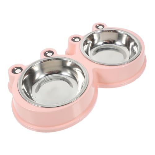 EXAOMBLE Katzen- Und Hundenapf Erhöhte Haustiernäpfe Hundenäpfe Hund Wassernapf Katzennäpfe Hündchenschüsseln Süße Katzenschalen Wasserschale Aus Edelstahl Rostfreier Stahl Rosa von EXAOMBLE