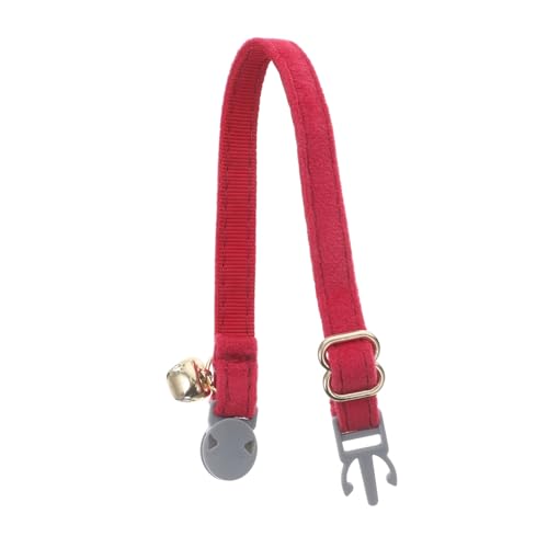 EXAOMBLE Katzenhalsband Schnalle ausbrechen Kragen Schild Besonders Kosename und Telefonhalsband einstellbar Haustier Platte verstellbares Hundehalsband freigeben Forderung Glocke Stoff rot von EXAOMBLE
