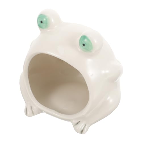 EXAOMBLE Keramisches Hamsterhaus Froschform Kühlnest für Kleine Haustiere zu Reinigen für Schlaf und Perfekter Rückzugsort für Hamster und Co von EXAOMBLE
