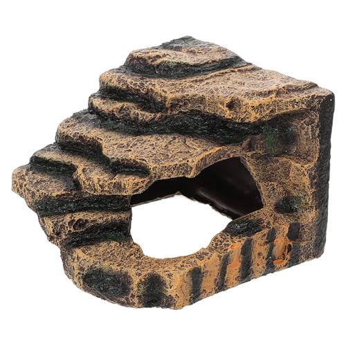 EXAOMBLE Kletterplattformbrücke Für Haustierprodukte Reptilienfelsen Sich Aalen Schildkrötenfelsen Schildkrötenplattform Für Aquarium Schildkrötenrampen Für Aquarien Coffee Harz von EXAOMBLE