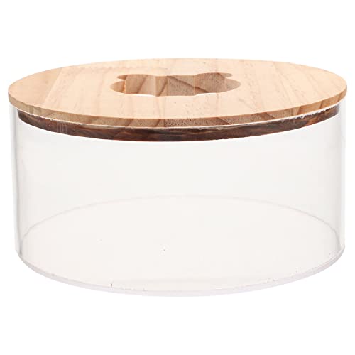 EXAOMBLE Meerschweinchen Sandbadbox mit Holzdeckel Transparente Hamsterbadewanne für Kleintiere als Toilette für Hamster und Chinchillas von EXAOMBLE