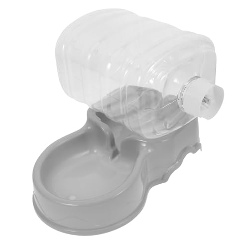 EXAOMBLE Trinkbrunnen für Haustiere Katzenfutter groß Dual Tülle Flasche Katzen Trinkbrunnen automatischer futterspender hundebrunnen Hundefutterschale Futterspender für Welpen Plastik Grey von EXAOMBLE
