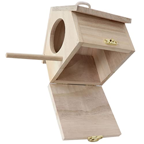 EXAOMBLE Vogelhäuschen aus Holz für Garten Hängendes Papageien Futterhaus Komfortables Nistkasten für und Sittiche Wetterfest und Leicht zu Reinigen von EXAOMBLE