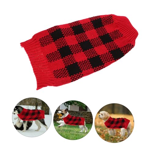 EXAOMBLE Warmer Hundepullover mit Hohem Kragen Elastischer Rücken Rote Karomuster Strickjacke für Kleine und Mittelgroße Hunde Gemütlicher Weicher Winter Hundemantel Haustierkleidung EXAOMBLE Warmer Hundepullover mit Hohem Kragen Elastischer Rücken Rote Karomuster Strickjacke für Kleine und Mittelgroße Hunde Gemütlicher Weicher Winter Hundemantel Haustierkleidung von EXAOMBLE