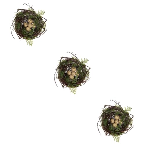 EXCEART 3 Sätze Kunsthandwerk Für Kinder Vogelfütterer Künstliche Vögel Vogelhaus Für Osterbaumschmuck Hirtenvogel Ostern-Rattan Vogelnester Zum Basteln Heimdekorationen Eier Pflanzenwand von EXCEART