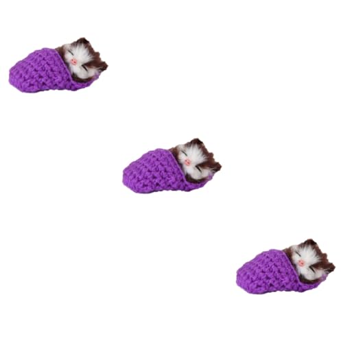 EXCEART 3st Hausschuhe Schlafende Katze Im Pantoffelpuppenspielzeug Mini-kätzchen Im Schuhspielzeug Miaut Geräusche Dekor Handspielzeug Die Katze Violett von EXCEART