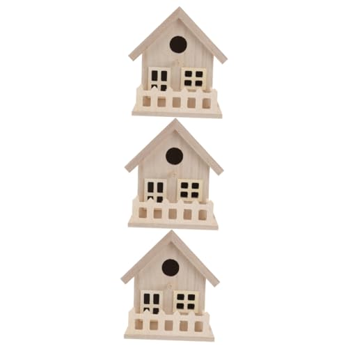 EXCEART 3St vogelhaus unlackierte Vogelhäuschen aus Holz dekorativer Vogelkäfig Meise Windows-Vogelnest Vögel Zubehör Schüttgut Suite der Vogel einstellen Kind das Vogelnest Hölzern von EXCEART