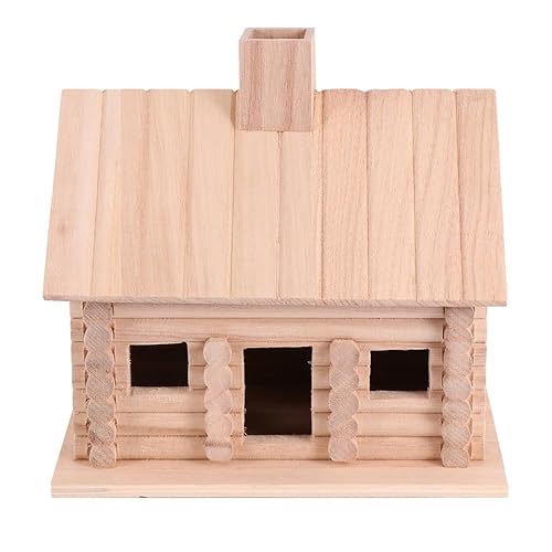 EXCEART Woodsy Decor Vogelhaus aus Holz, unlackiert, unlackiert, Vogelhaus, Dekoration, Vogelhaus, Dekoration für Park, Garten, Dekoration, Heimdekoration, Outdoor-Dekoration, 1 Stück von EXCEART