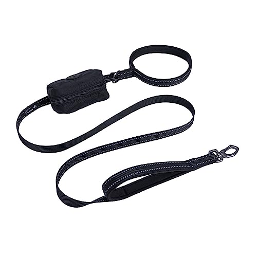 EXCELLENT ELITE SPANKER Reflektierende Nylon Hundetrainingsleine Starke haltbare Hundeleine 5 Fuß lang 3/4" breit mit Poop Bag Halter für kleine Hunde（Schwarz） von EXCELLENT ELITE SPANKER