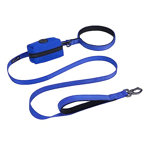 EXCELLENT ELITE SPANKER Reflektierende Nylon Hundetrainingsleine Starke haltbare Hundeleine 5 Fuß lang 3/4" breit mit Poop Bag Halter für kleine Hunde（Blau） von EXCELLENT ELITE SPANKER