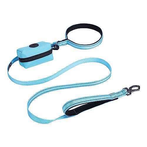 EXCELLENT ELITE SPANKER Reflektierende Nylon Hundetrainingsleine Starke haltbare Hundeleine 5 Fuß lang 3/4" breit mit Poop Bag Halter für kleine Hunde（Hellblau） von EXCELLENT ELITE SPANKER