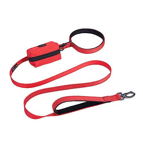 EXCELLENT ELITE SPANKER Reflektierende Nylon Hundetrainingsleine Starke haltbare Hundeleine 5 Fuß lang 3/4" breit mit Poop Bag Halter für kleine Hunde（Rot） von EXCELLENT ELITE SPANKER