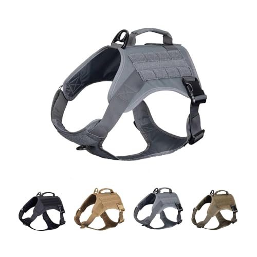 EXCELLENT ELITE SPANKER Taktisches Hundegeschirr Weste mit Griff Militärisches Hundegeschirr Verstellbares Trainingsgeschirr Kein Zug-Hundegeschirr(Gry-L) von EXCELLENT ELITE SPANKER