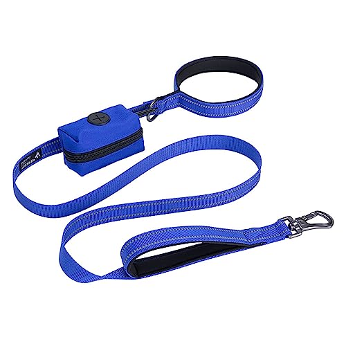 EXCELLENT ELITE SPANKER Reflektierende Nylon Hundetrainingsleine Starke haltbare Hundeleine 5 Fuß lang 1" breit mit Poop Bag Halter für kleine und mittlere Hunde（Blau） von EXCELLENT ELITE SPANKER