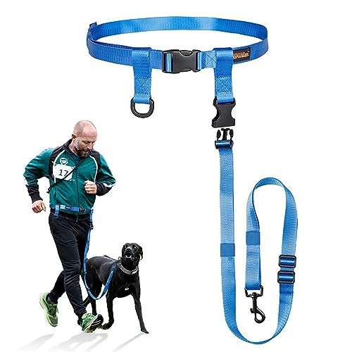 EXCELLENT ELITE SPANKER Hundeleine mit verstellbarem Hüftgurt, Hundeleine für mittelgroße und große Hunde, zum Spazierengehen, Wandern, Radfahren (blau) von EXCELLENT ELITE SPANKER